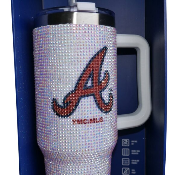 Atlanta Braves Colossal Bling Tumbler 46 Oz Rhinestone Studded NEW in Box - Picture 3 of 6